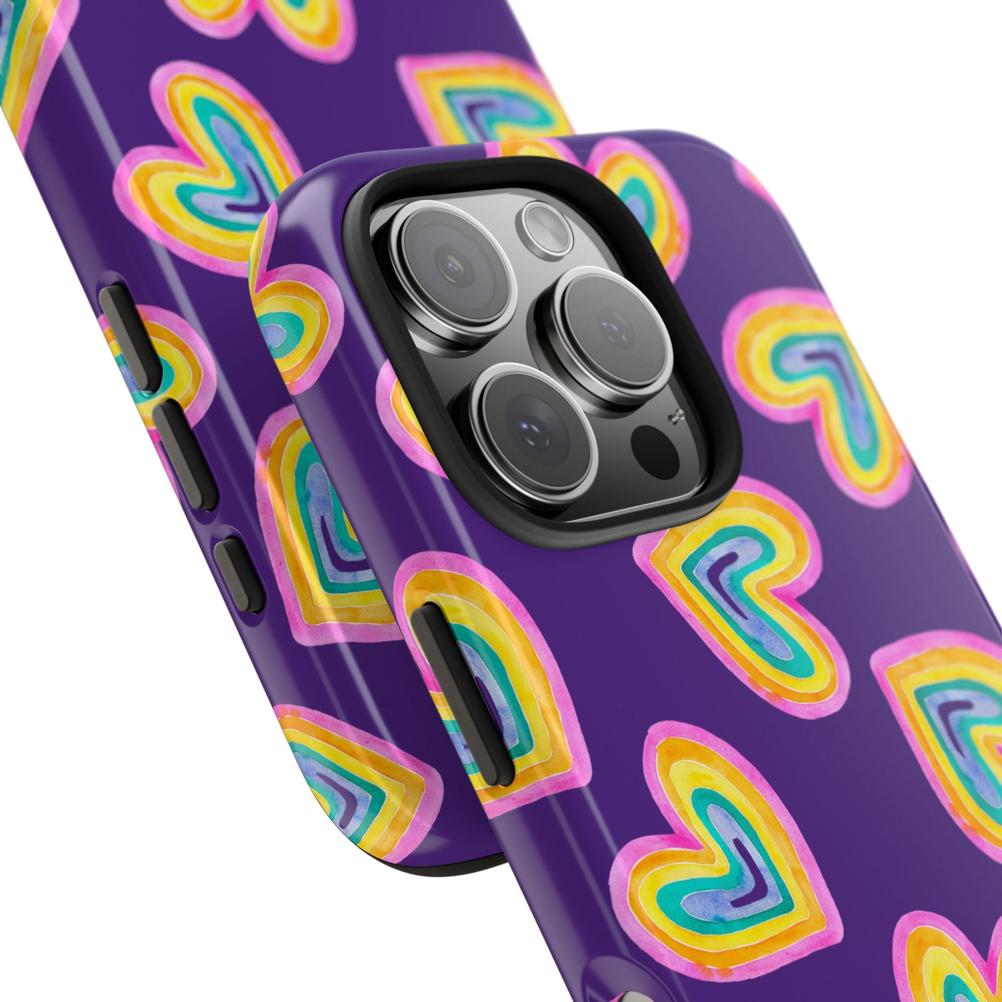 Rainbow Heart Tough Phone Case (For iPhone, Galaxy & More) - Purple