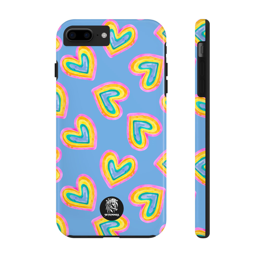 Rainbow Heart Tough Phone Case (For iPhone, Galaxy & More) - Light Blue SETEPENRA Phone Case.