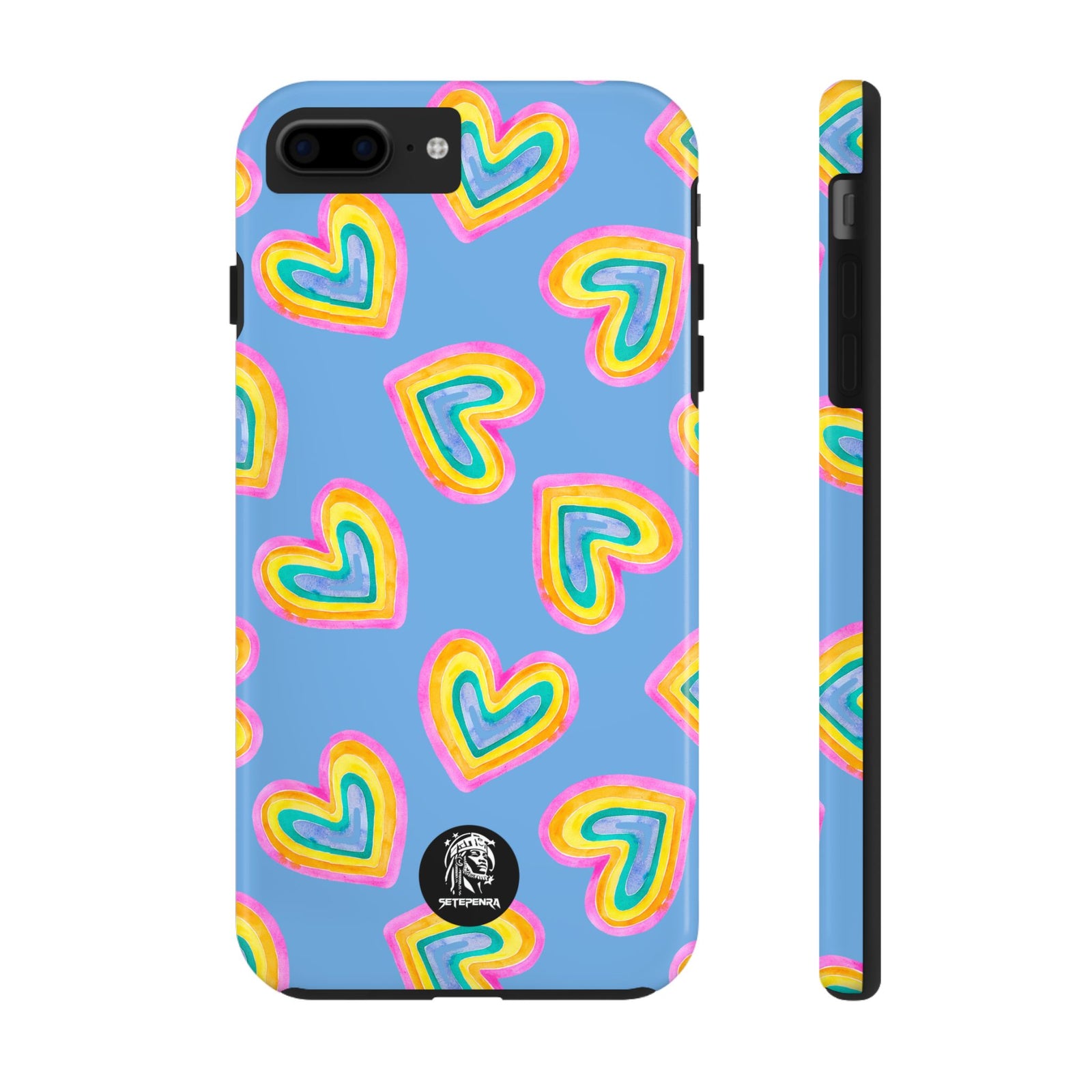 Rainbow Heart Tough Phone Case (For iPhone, Galaxy & More) - Light Blue SETEPENRA Phone Case.