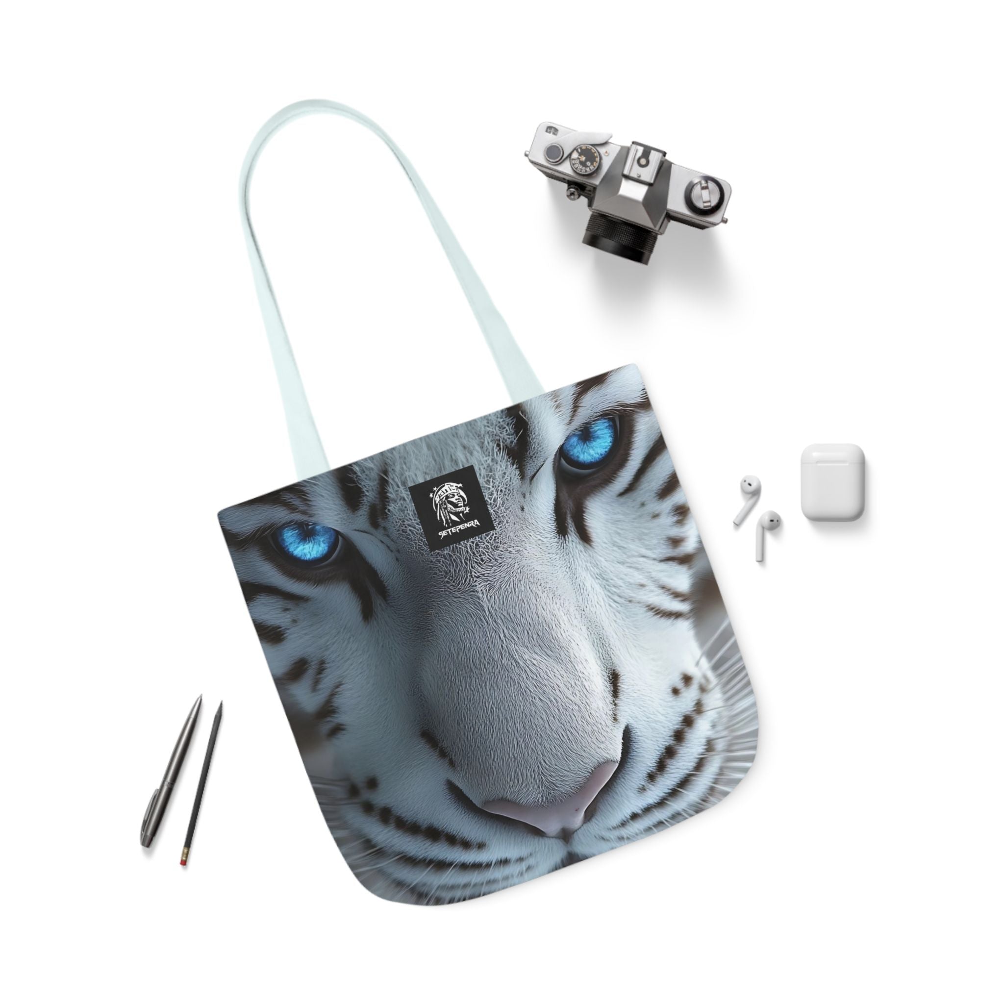 Primal Power Canvas Tote Bag, 5-Color Straps - White Tiger (2nd Edition)
