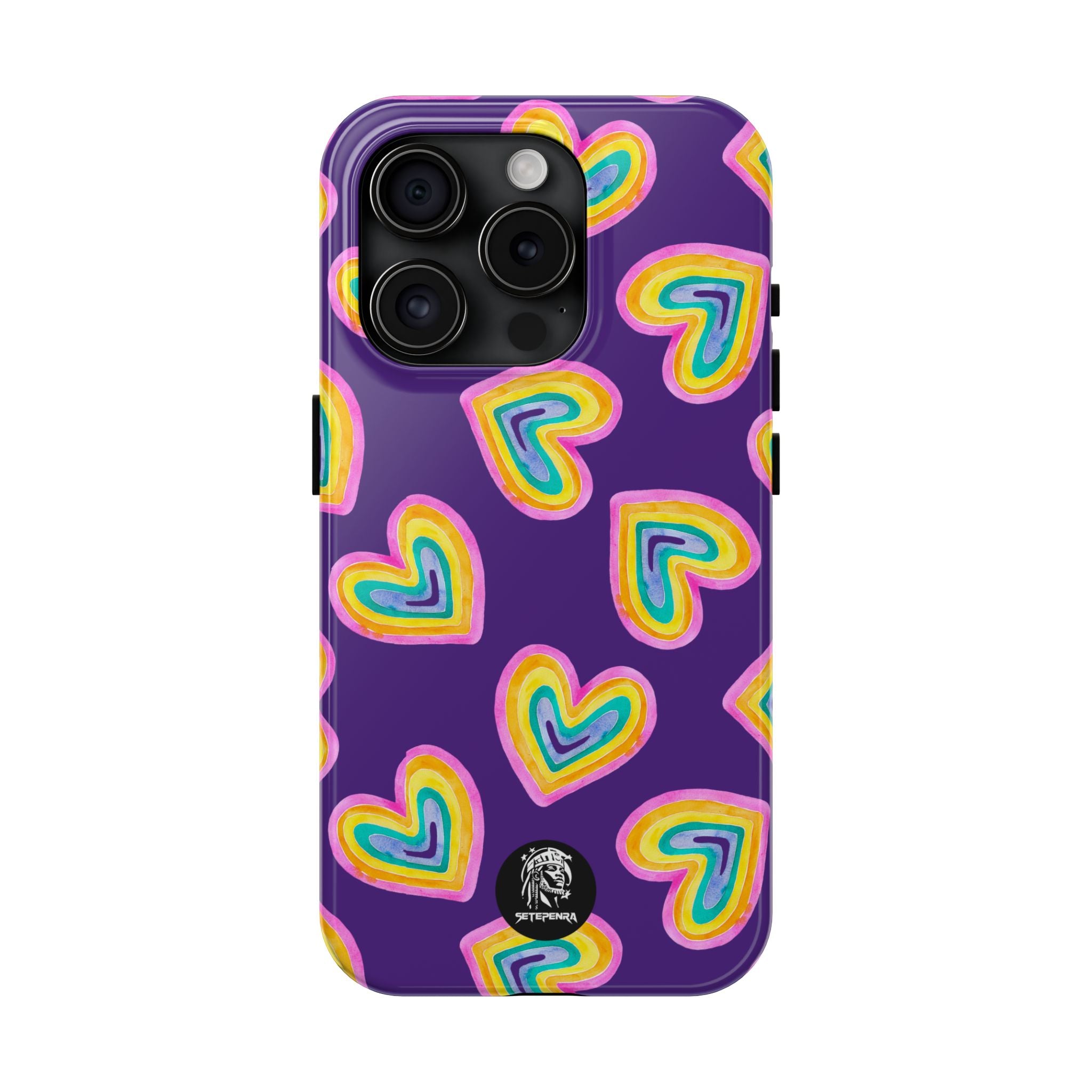 Rainbow Heart Tough Phone Case (For iPhone, Galaxy & More) - Purple