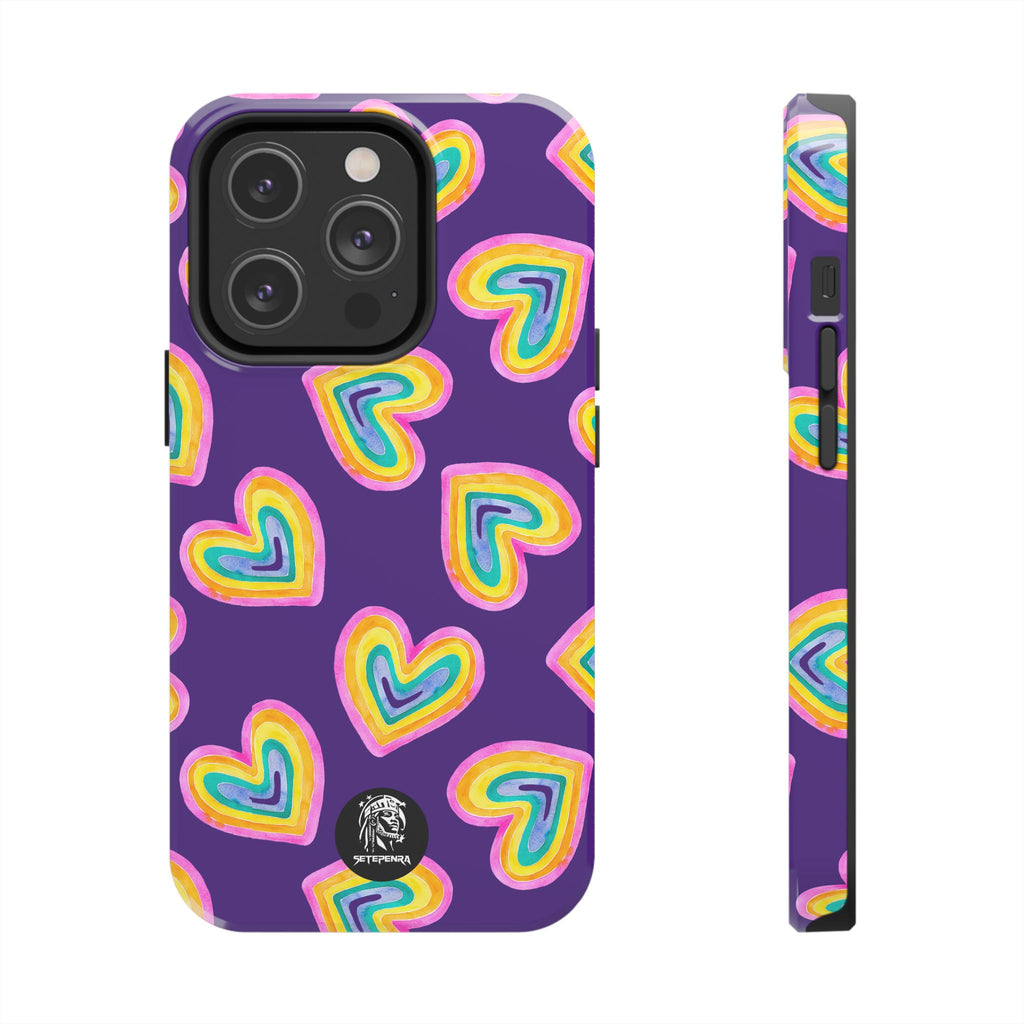 Rainbow Heart Tough Phone Case (For iPhone, Galaxy & More) - Purple SETEPENRA Phone Case.