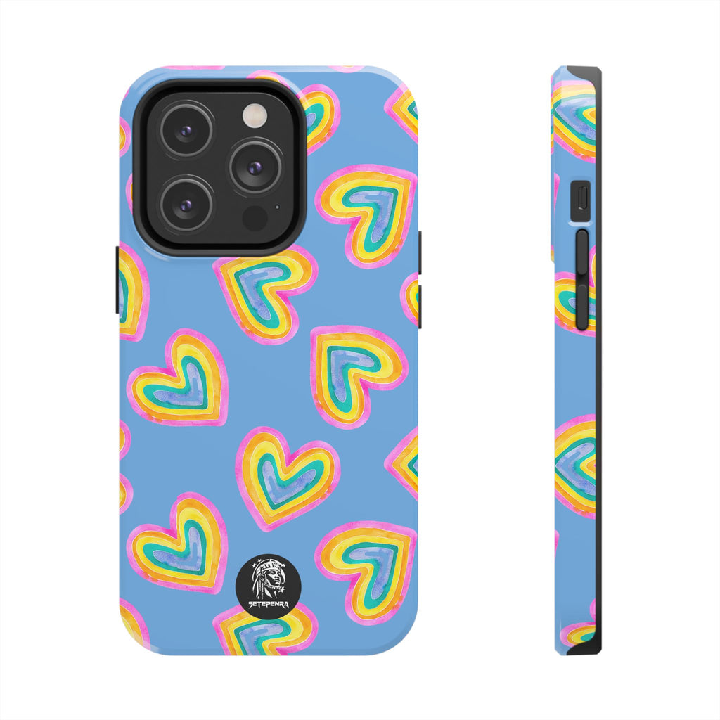 Rainbow Heart Tough Phone Case (For iPhone, Galaxy & More) - Light Blue SETEPENRA Phone Case.