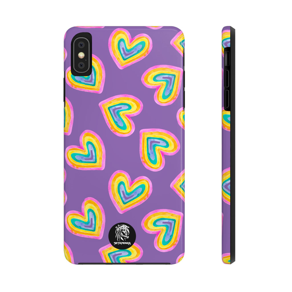 Rainbow Heart Tough Phone Case (For iPhone, Galaxy & More) - Light Purple SETEPENRA Phone Case.