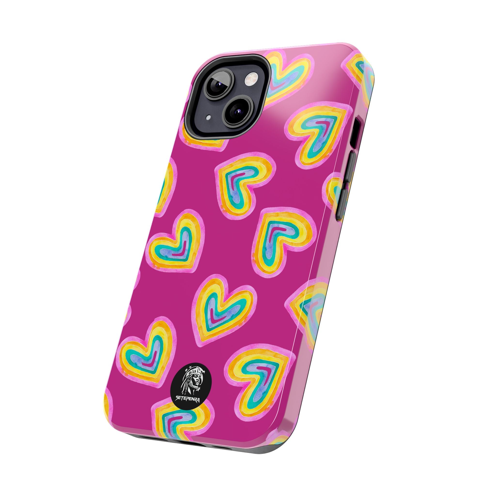 Rainbow Heart Tough Phone Case (For iPhone, Galaxy & More) - Pink