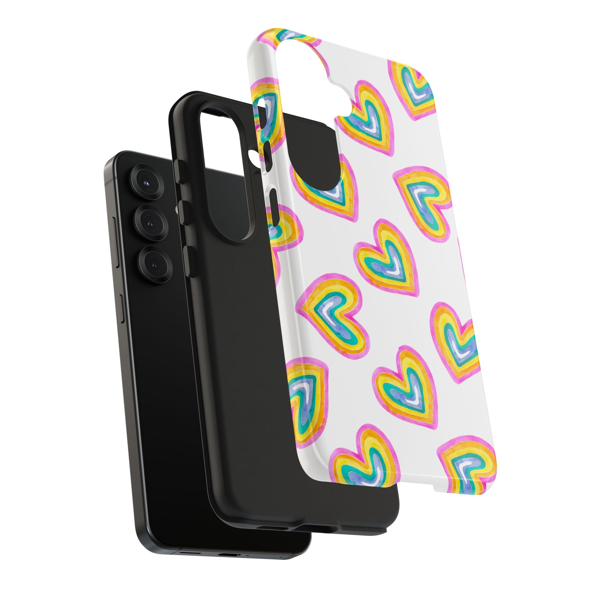 Rainbow Heart Tough Phone Case — Durable Cute Protective Phone Cover