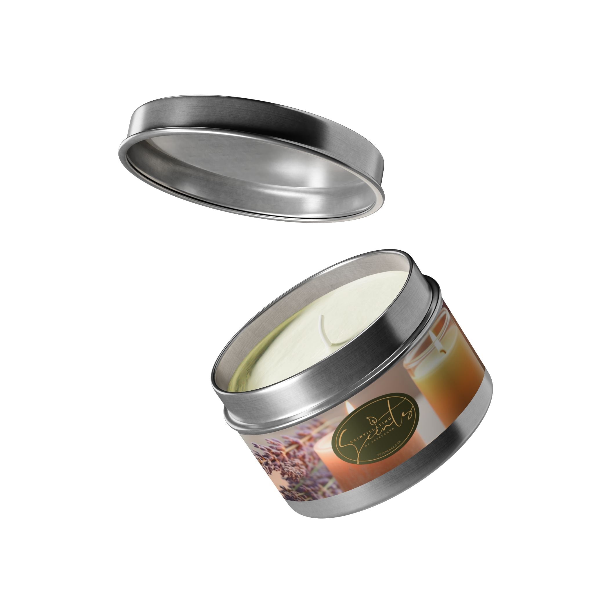 Scintillating Scents by SETEPENRA Tin Candles - Gold, Silver, Black (4oz, 8oz)
