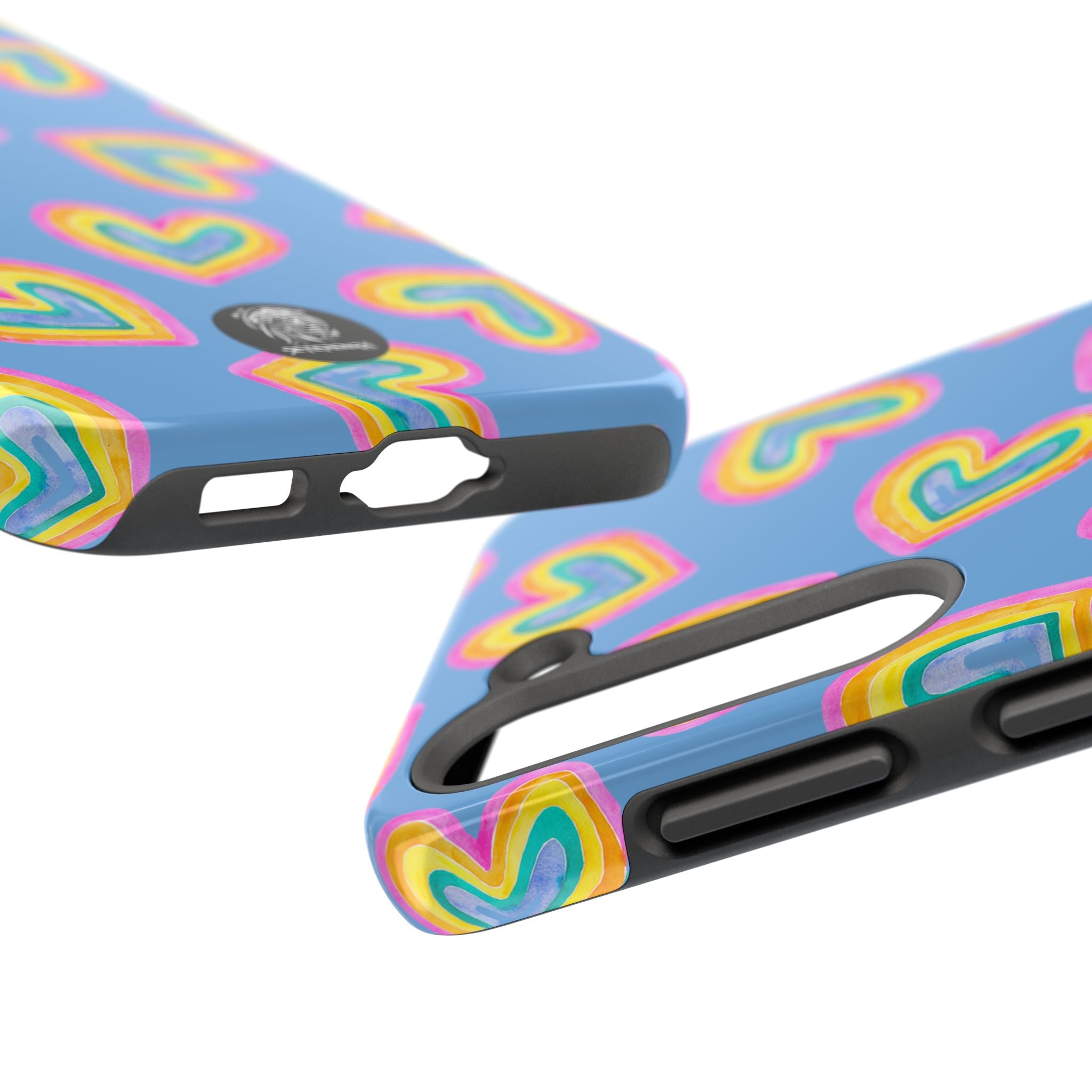 Rainbow Heart Tough Phone Case (For iPhone, Galaxy & More) - Light Blue