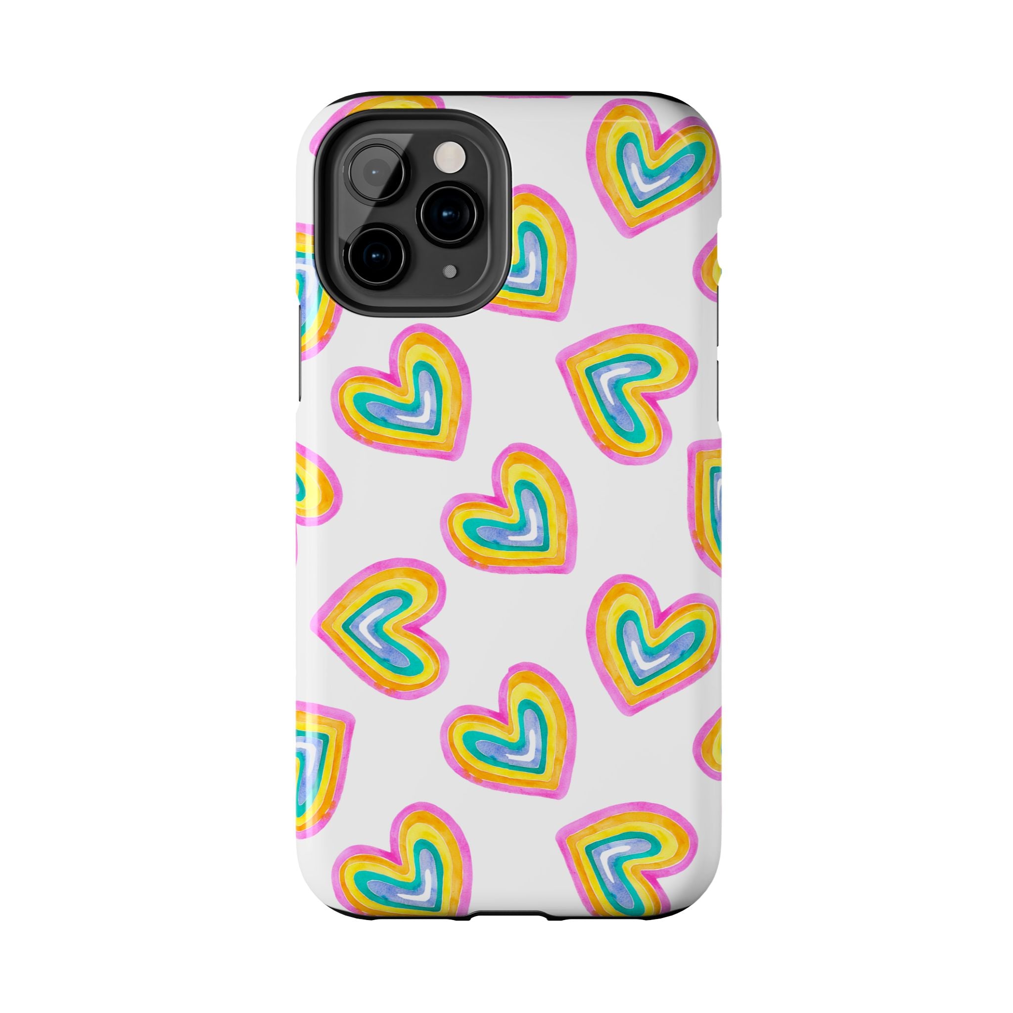 Rainbow Heart Tough Phone Case — Durable Cute Protective Phone Cover