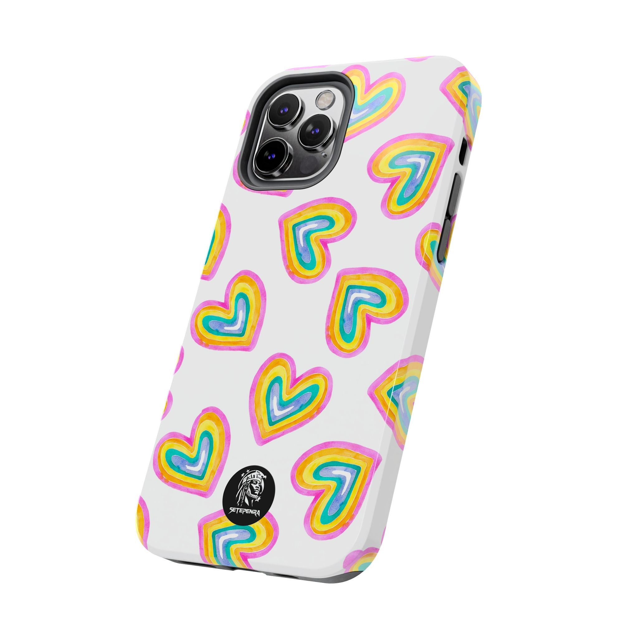 Rainbow Heart Tough Phone Case (For iPhone, Galaxy & More) - White