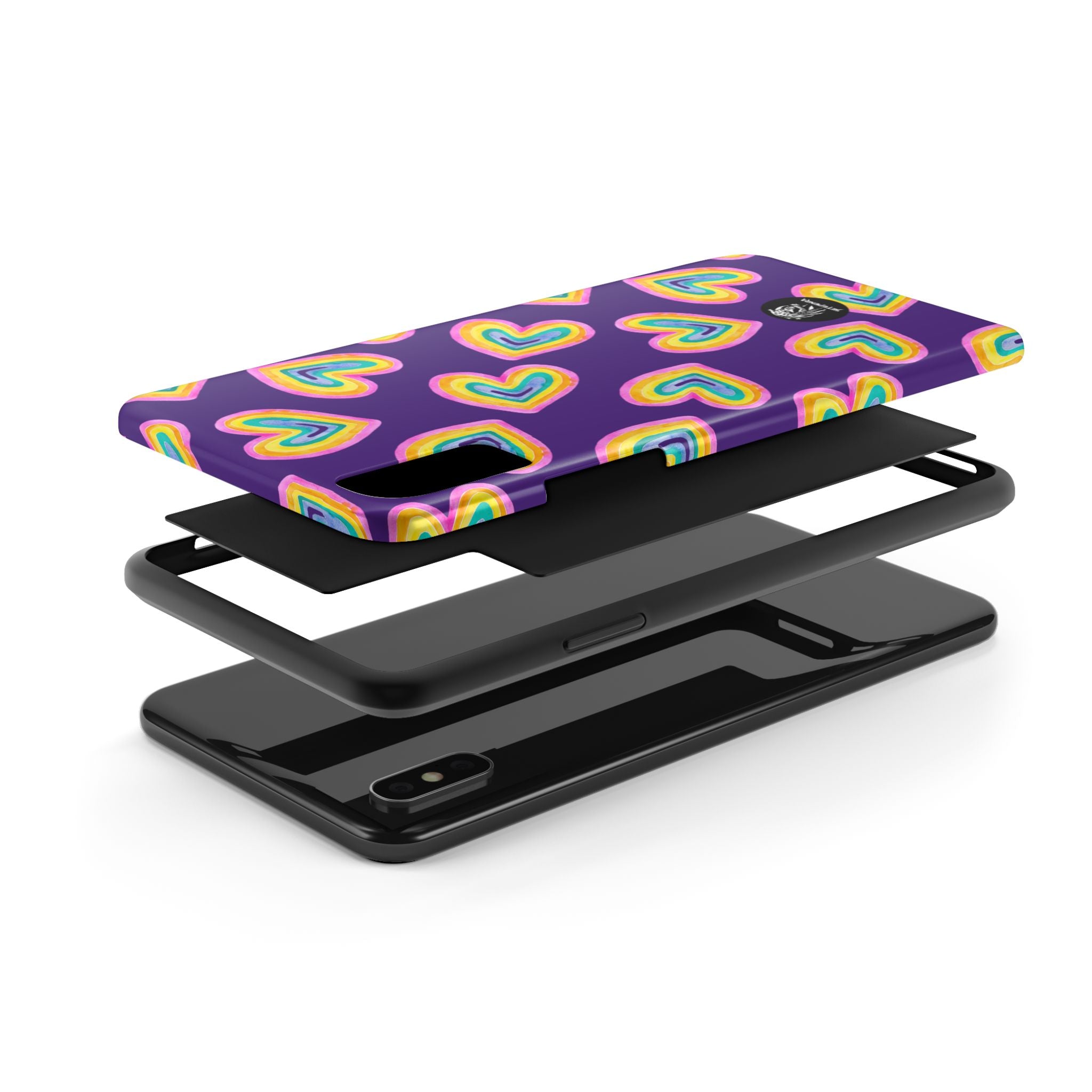 Rainbow Heart Tough Phone Case (For iPhone, Galaxy & More) - Purple