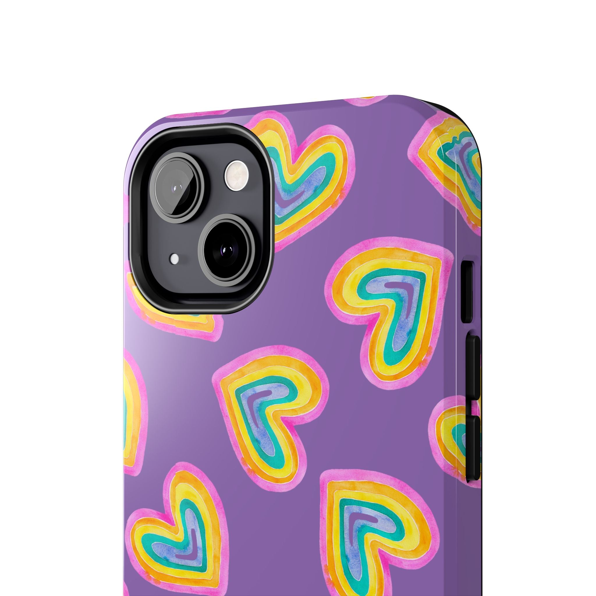 Rainbow Heart Tough Phone Case (For iPhone, Galaxy & More) - Light Purple