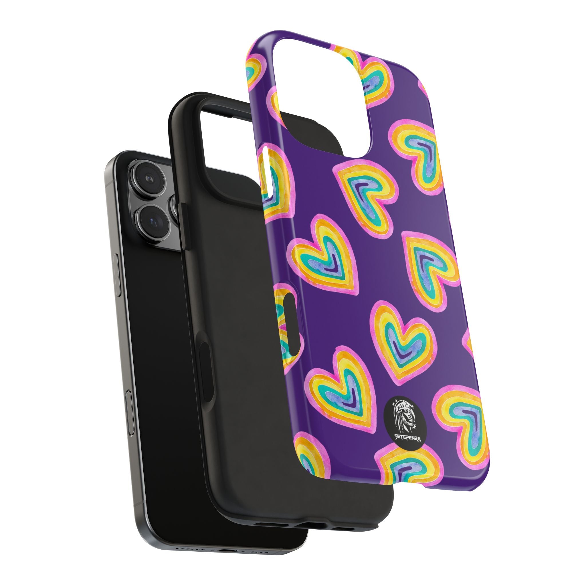 Rainbow Heart Tough Phone Case (For iPhone, Galaxy & More) - Purple