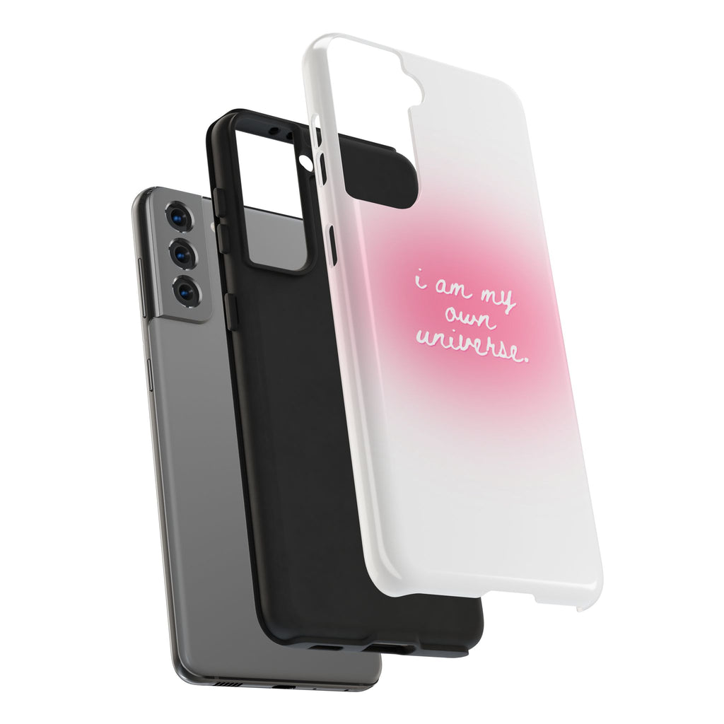 I Am My Own Universe — Pink On White Protective Cover Tough Phone Case