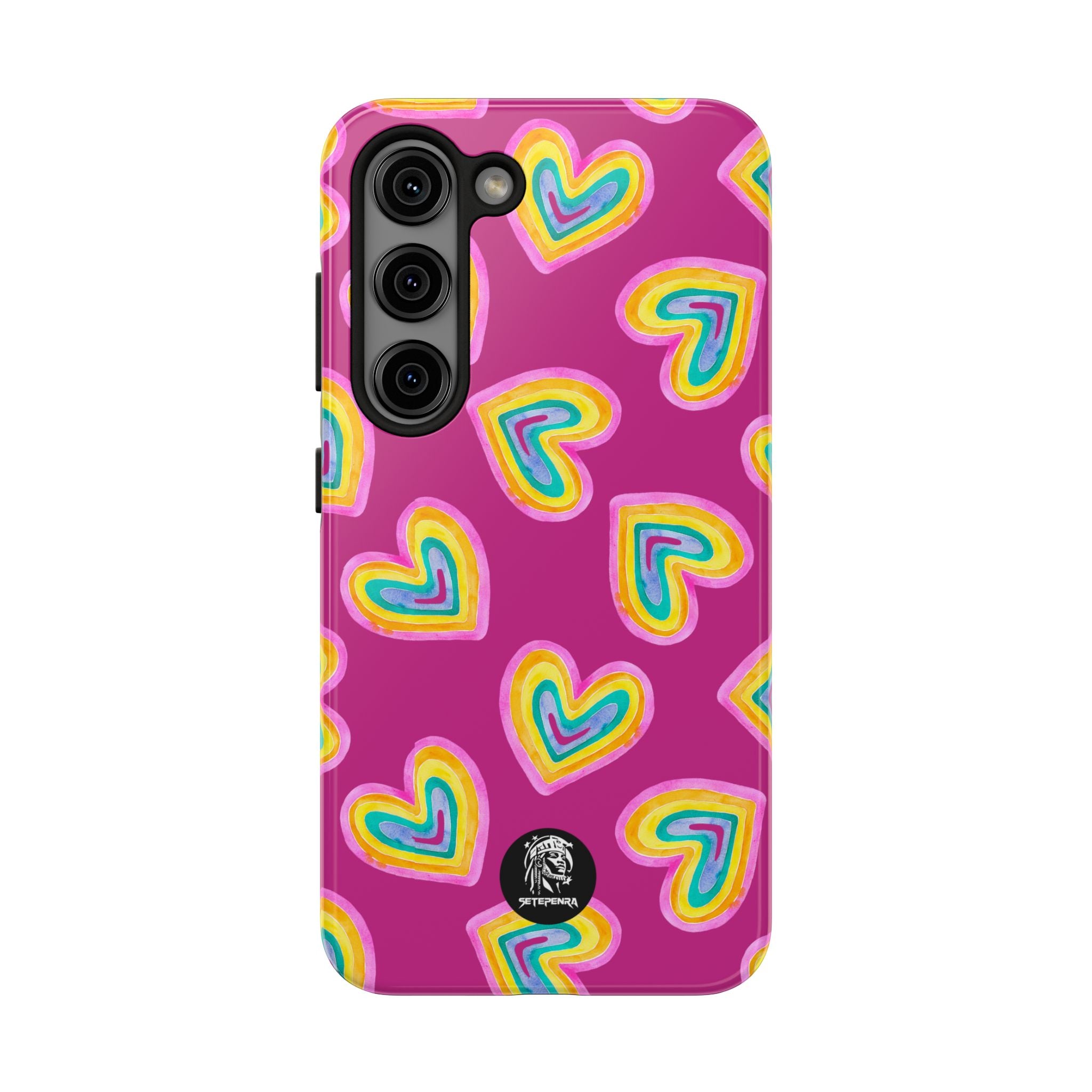 Rainbow Heart Tough Phone Case (For iPhone, Galaxy & More) - Pink