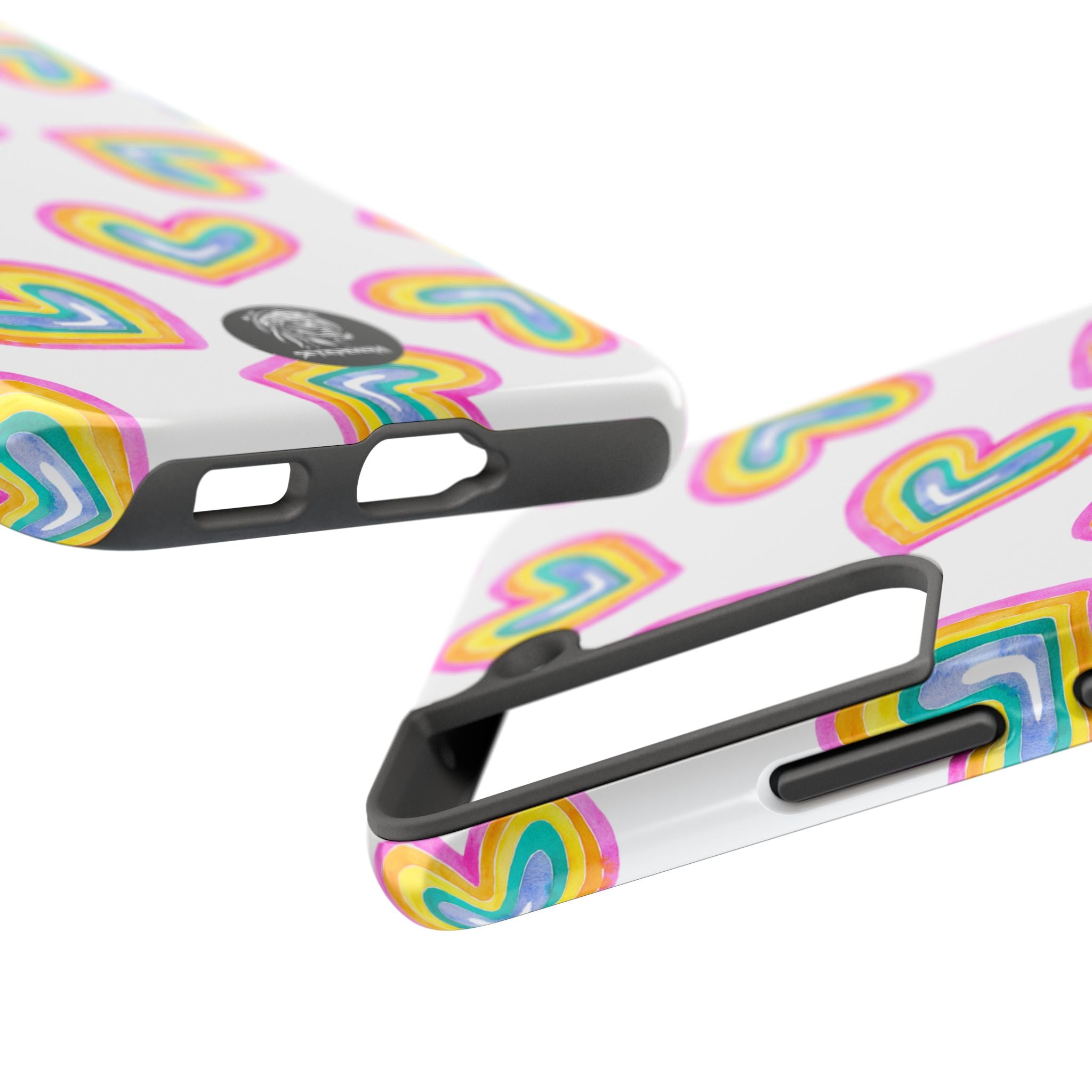 Rainbow Heart Tough Phone Case (For iPhone, Galaxy & More) - White