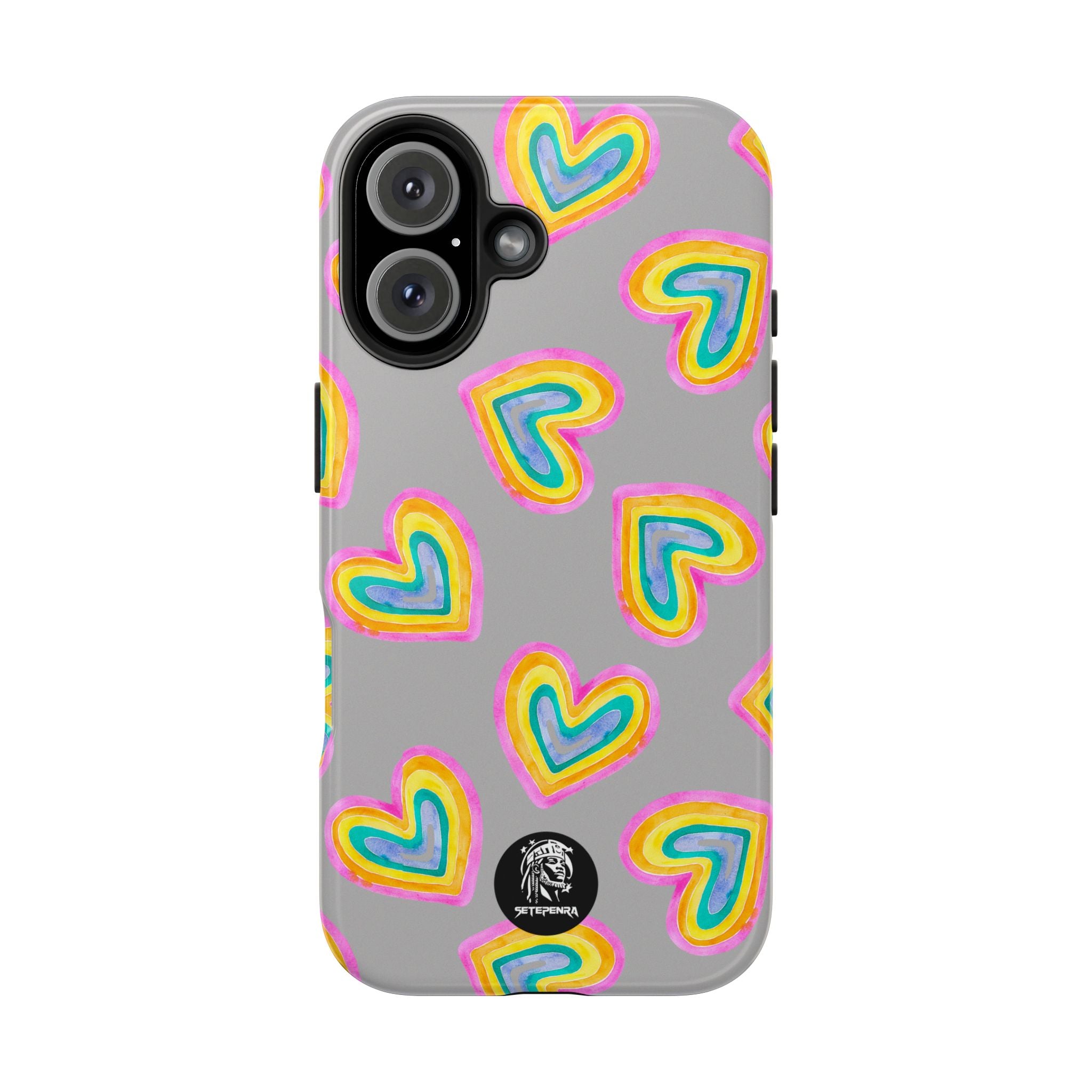 Rainbow Heart Tough Phone Case (For iPhone, Galaxy & More) - Light Grey SETEPENRA Phone Case.