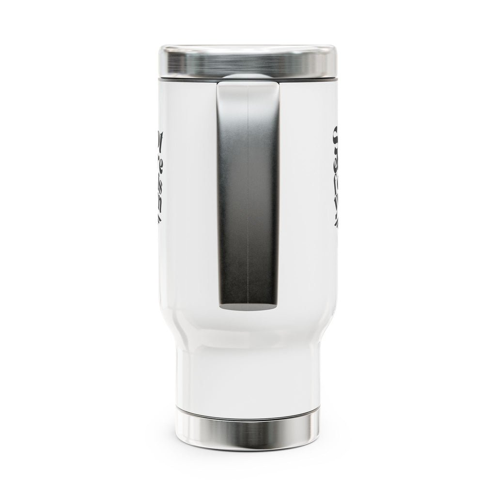 Seek Not Elsewhere Stainless Steel Travel Mug with Handle, 14oz SETEPENRA Mug.