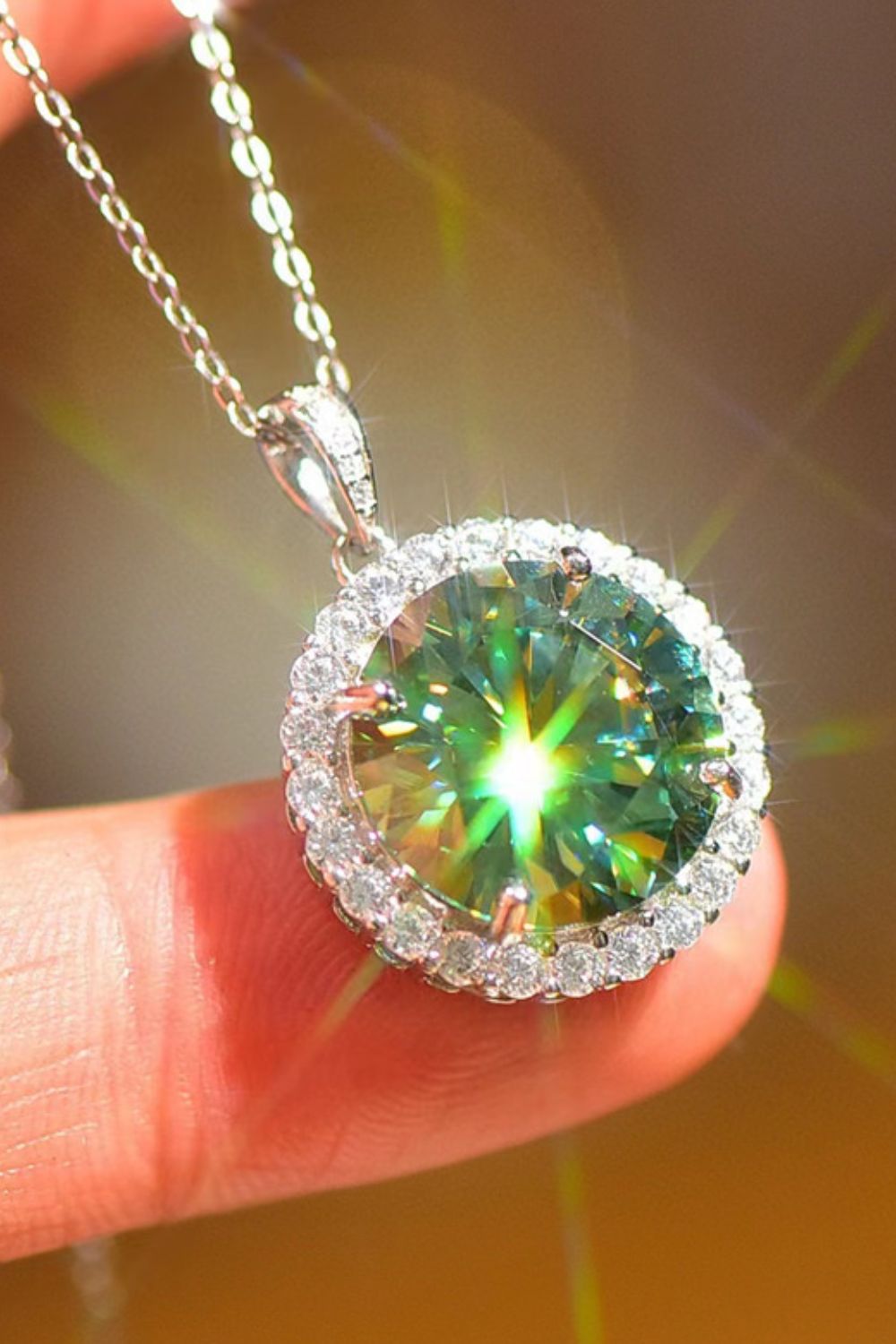 10 Carat Moissanite Pendant Platinum-Plated Necklace SETEPENRA .