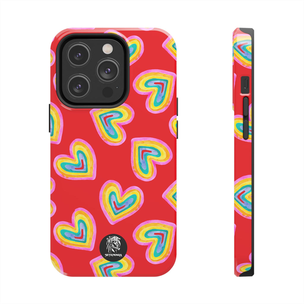 Rainbow Heart Tough Phone Case (For iPhone, Galaxy & More) - Red SETEPENRA Phone Case.