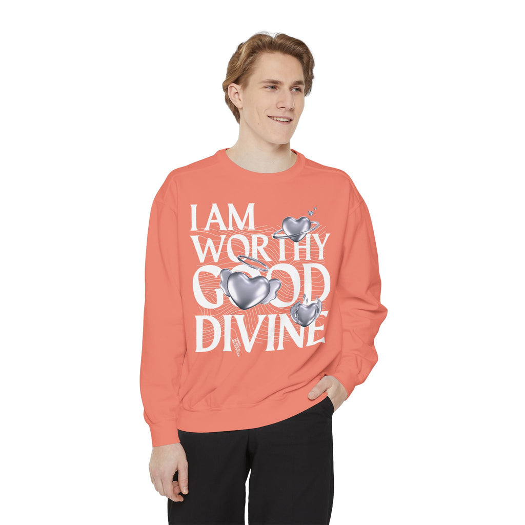 I AM WORTHY GOOD DIVINE Unisex Garment-Dyed Sweatshirt SETEPENRA Sweatshirt.