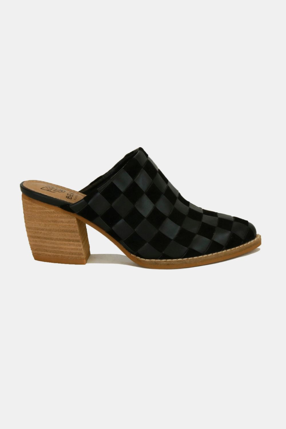 Rainway Park Woven Checkerboard Block Heel Mule Shoes (Black) SETEPENRA .