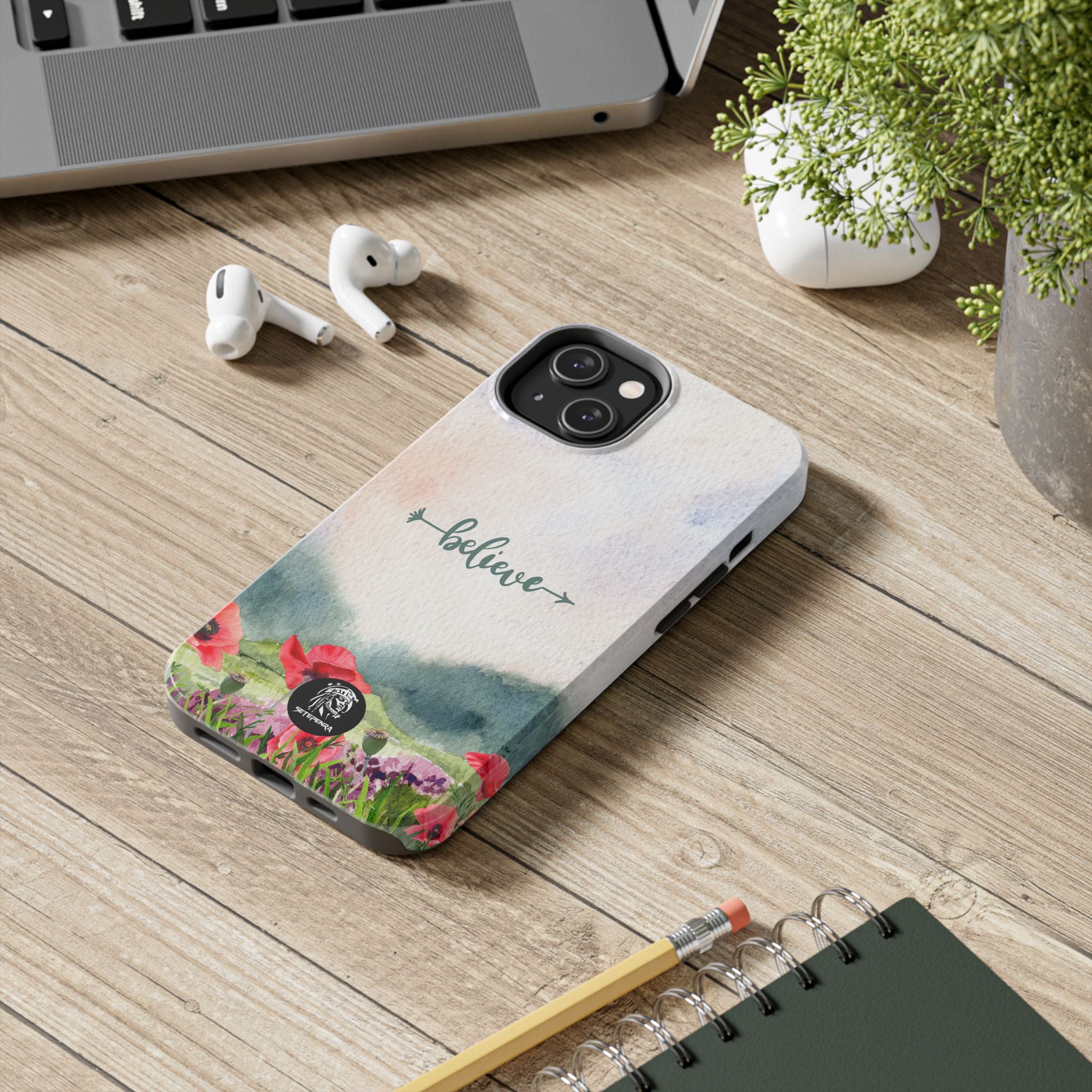 Believe Tough Phone Case (For iPhone, Galaxy & More) - Watercolor Flower