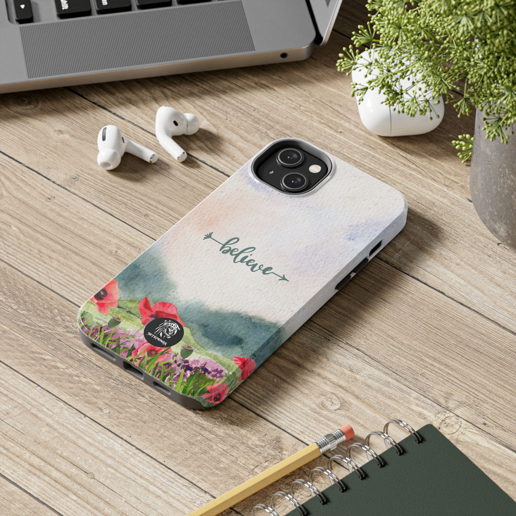 Believe Tough Phone Case (For iPhone, Galaxy & More) - Watercolor Flower