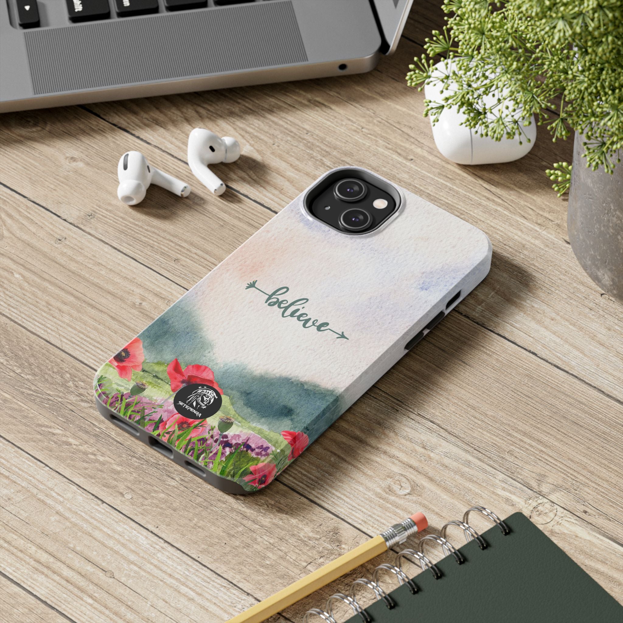 Believe Tough Phone Case (For iPhone, Galaxy & More) - Watercolor Flower