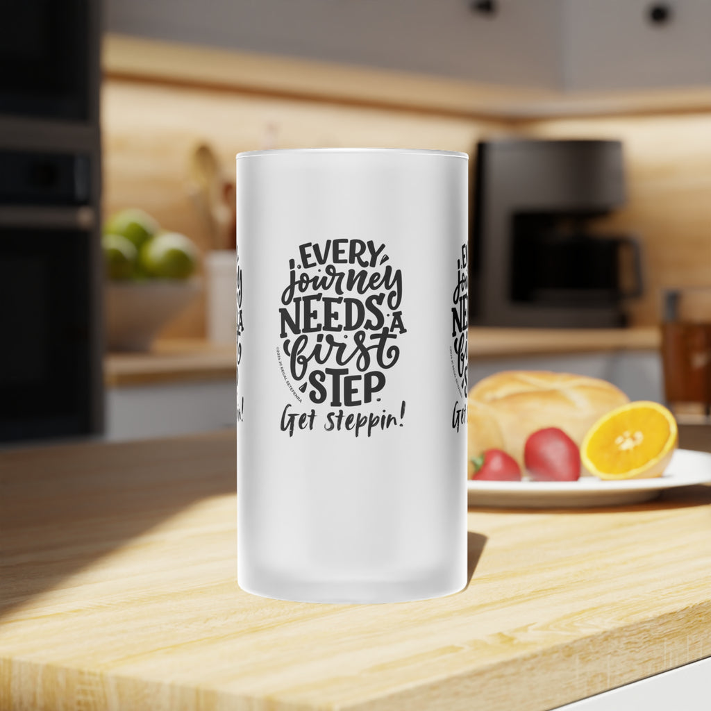 Get Steppin! Frosted Glass Beer Mug, 16oz SETEPENRA Mug.