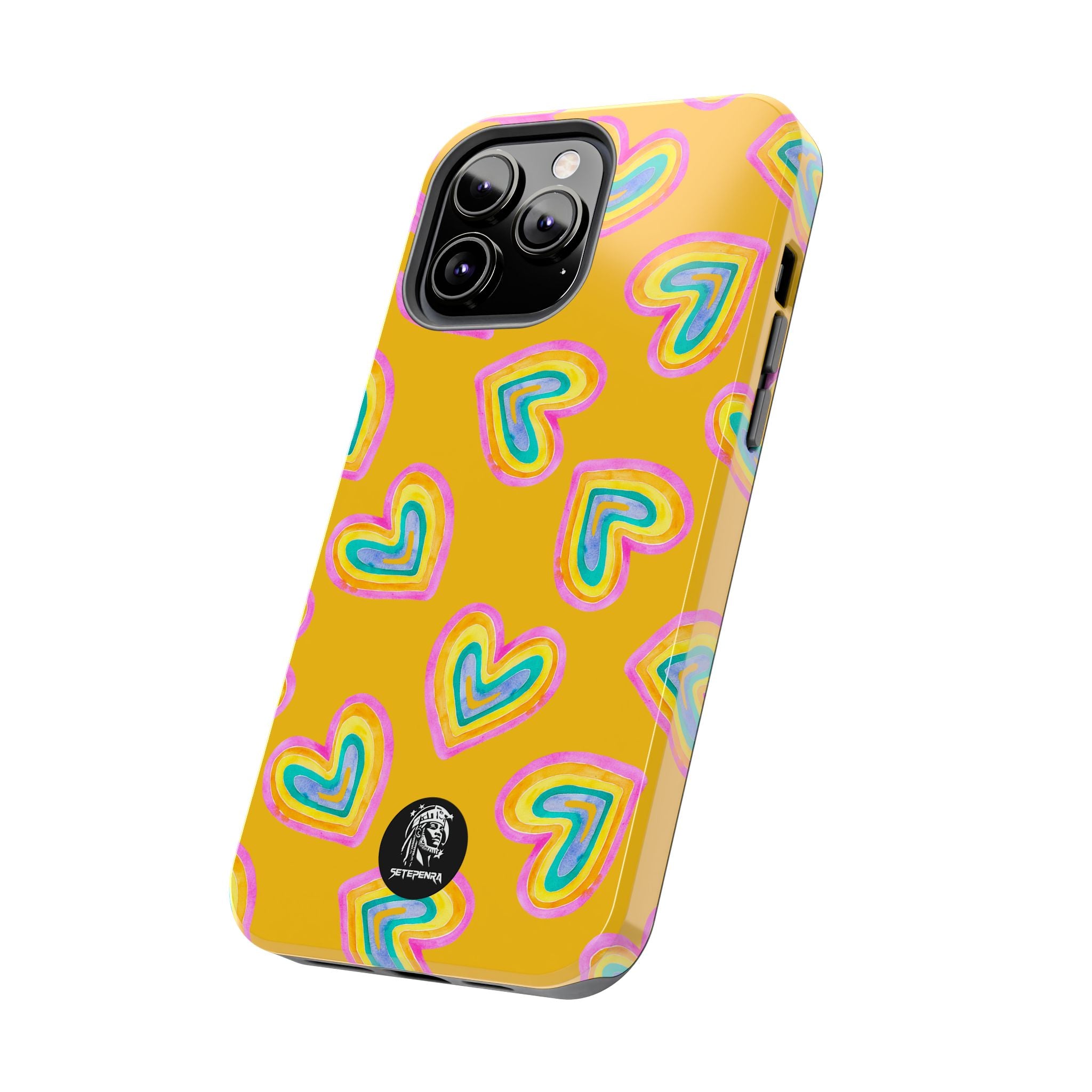 Rainbow Heart Tough Phone Case (For iPhone, Galaxy & More) - Yellow