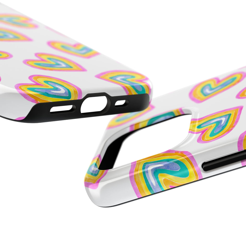 Rainbow Heart Tough Phone Case — Durable Cute Protective Phone Cover