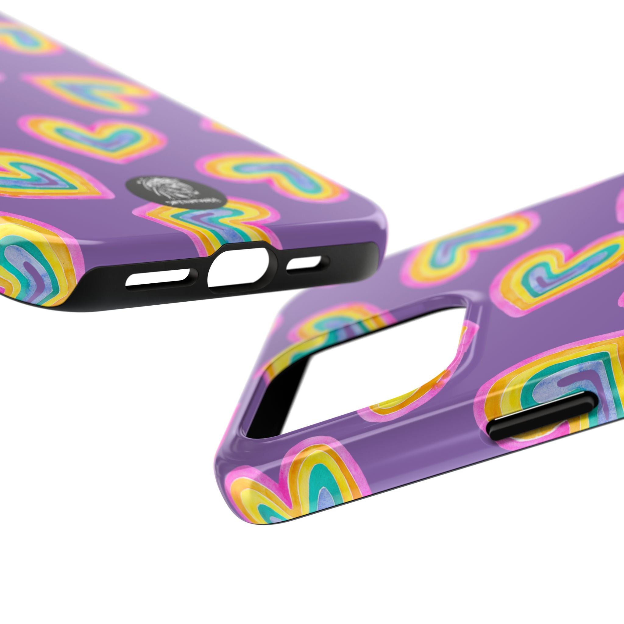 Rainbow Heart Tough Phone Case (For iPhone, Galaxy & More) - Light Purple