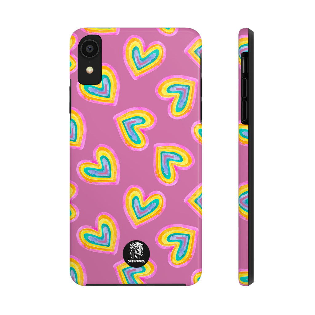 Rainbow Heart Tough Phone Case (For iPhone, Galaxy & More) - Light Pink SETEPENRA Phone Case.