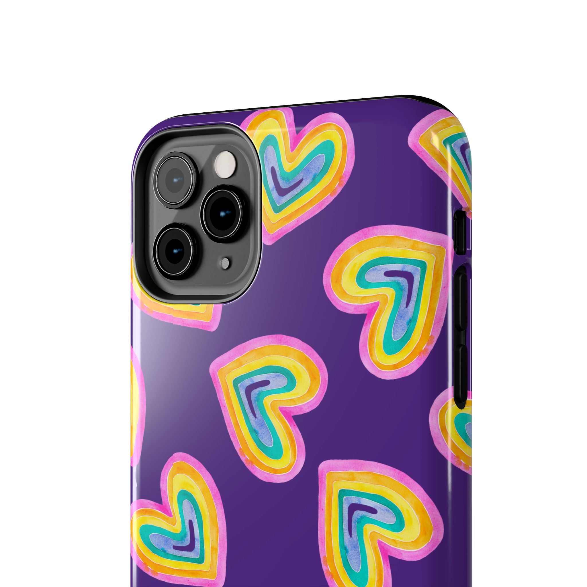 Rainbow Heart Tough Phone Case (For iPhone, Galaxy & More) - Purple