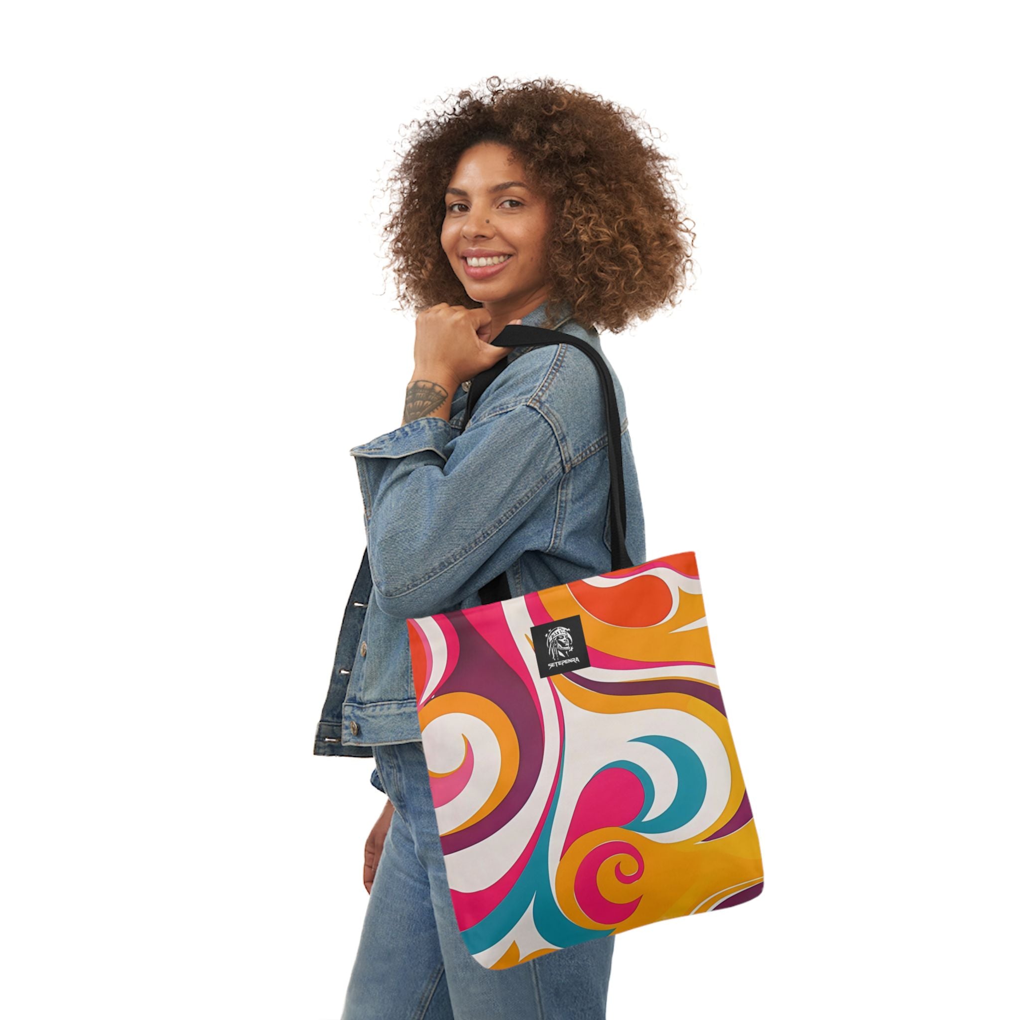 Golden Kandi Swirl  Canvas Tote Bag, 5-Color Straps