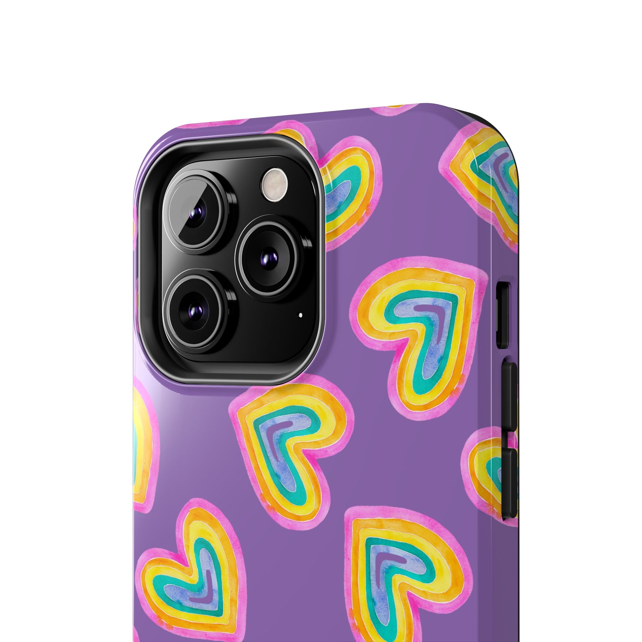 Rainbow Heart Tough Phone Case (For iPhone, Galaxy & More) - Light Purple
