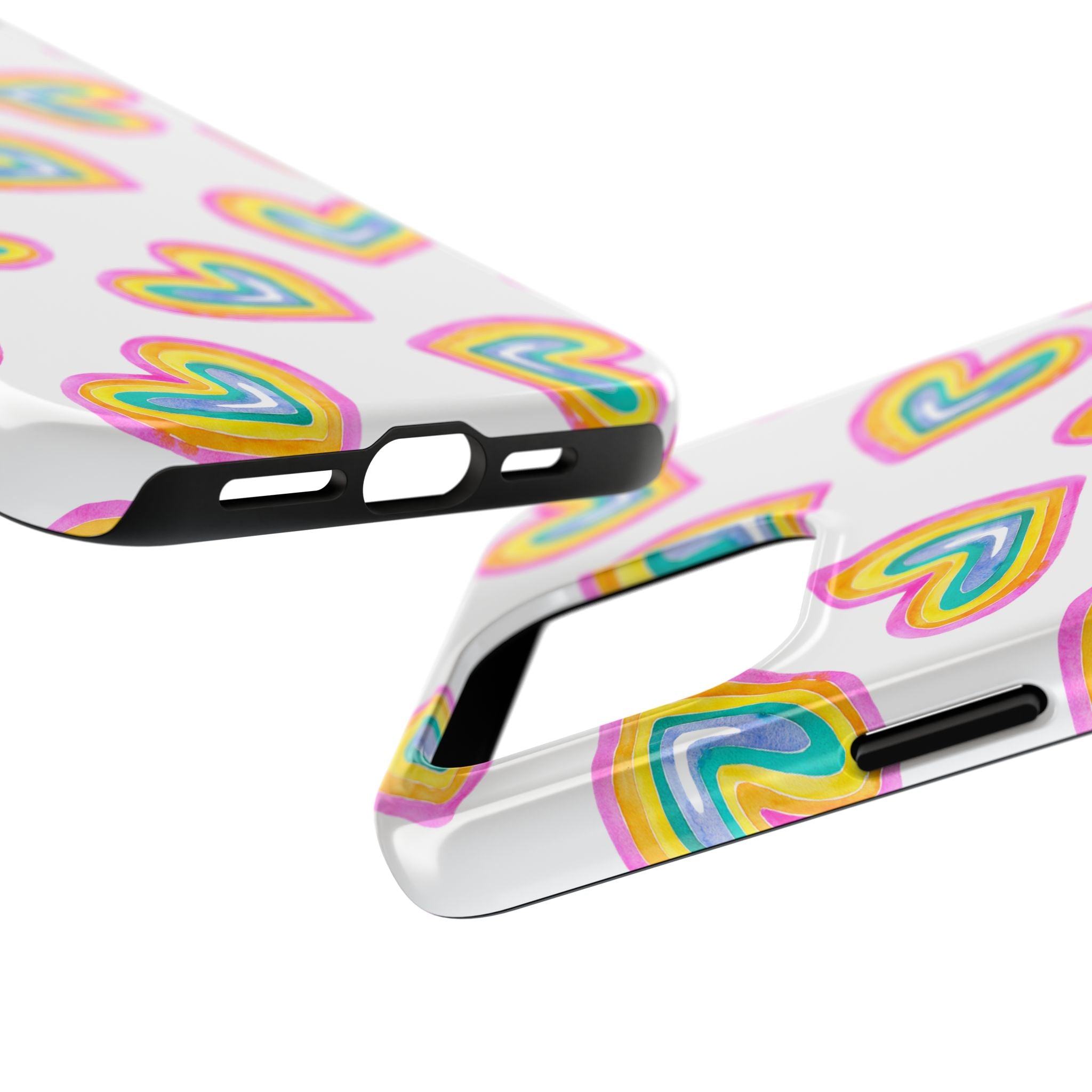 Rainbow Heart Tough Phone Case — Durable Cute Protective Phone Cover
