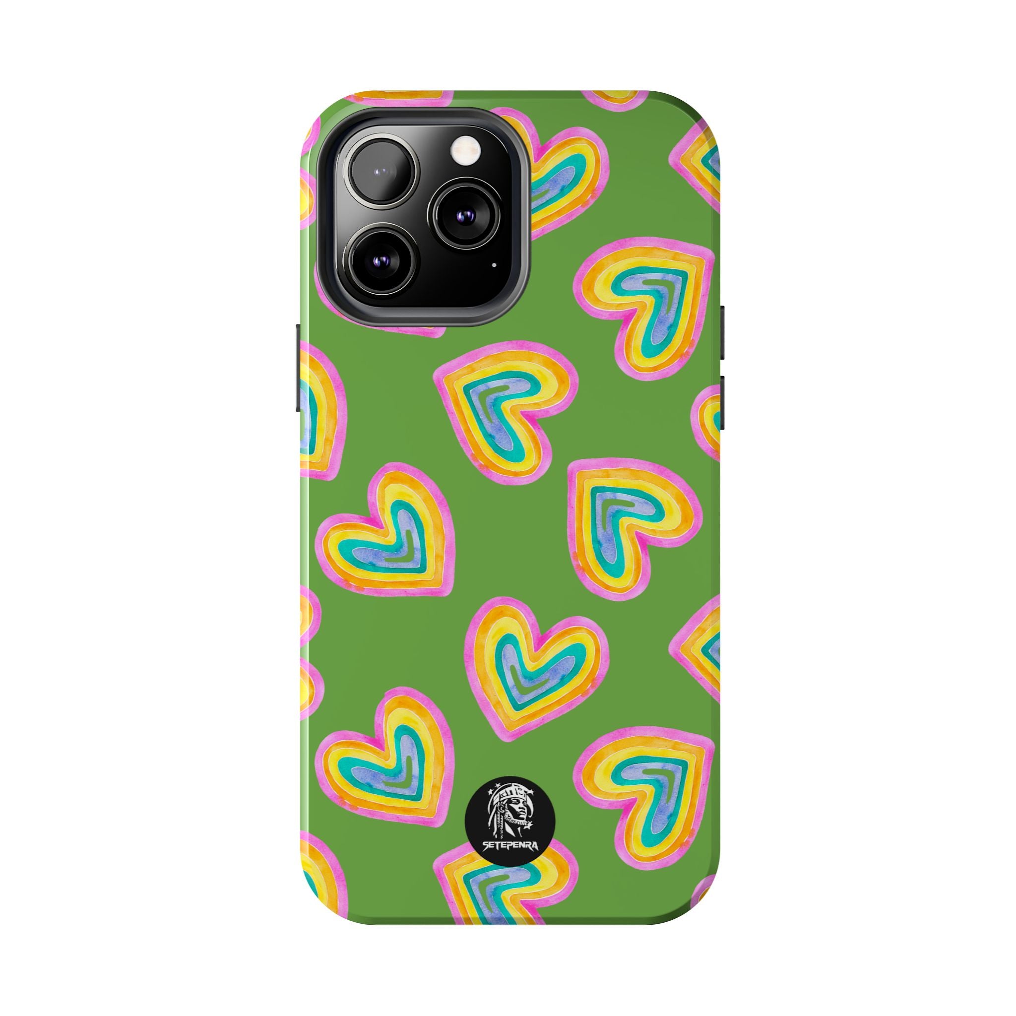 Rainbow Heart Tough Phone Case (For iPhone, Galaxy & More) - Green