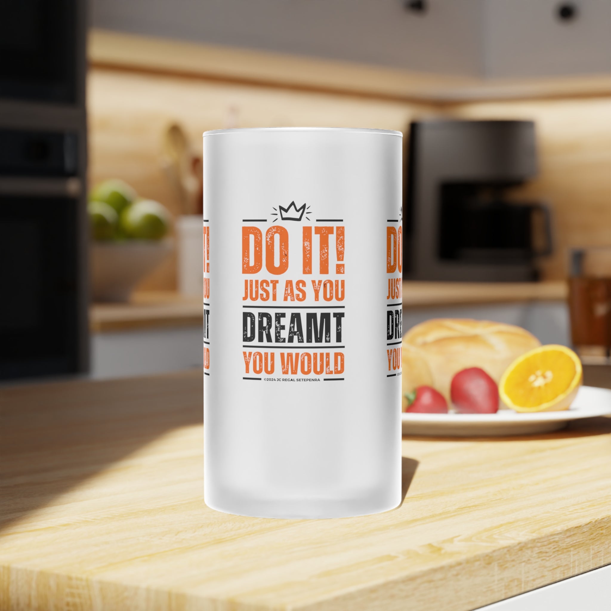 Do It! Just As You Dreamt You Would Frosted Glass Beer Mug, 16oz SETEPENRA Mug.