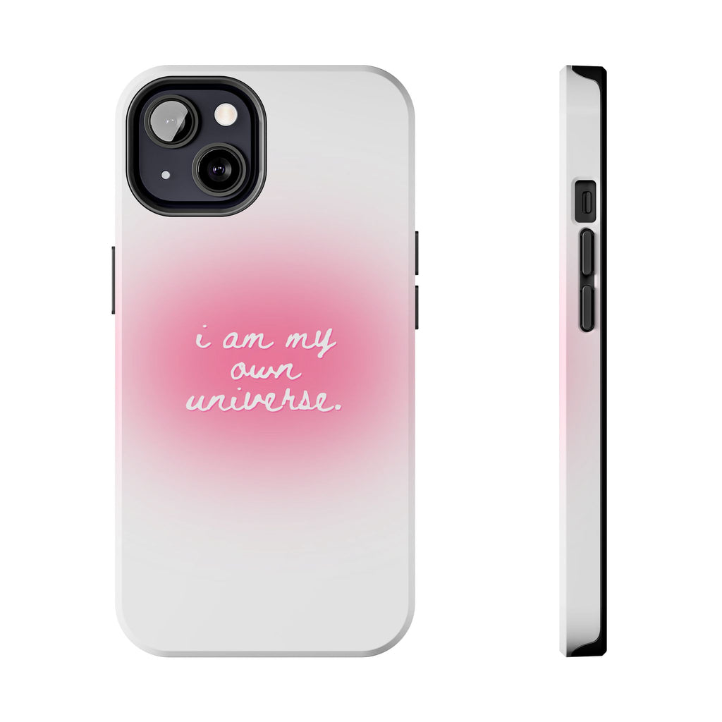I Am My Own Universe — Pink On White Protective Cover Tough Phone Case