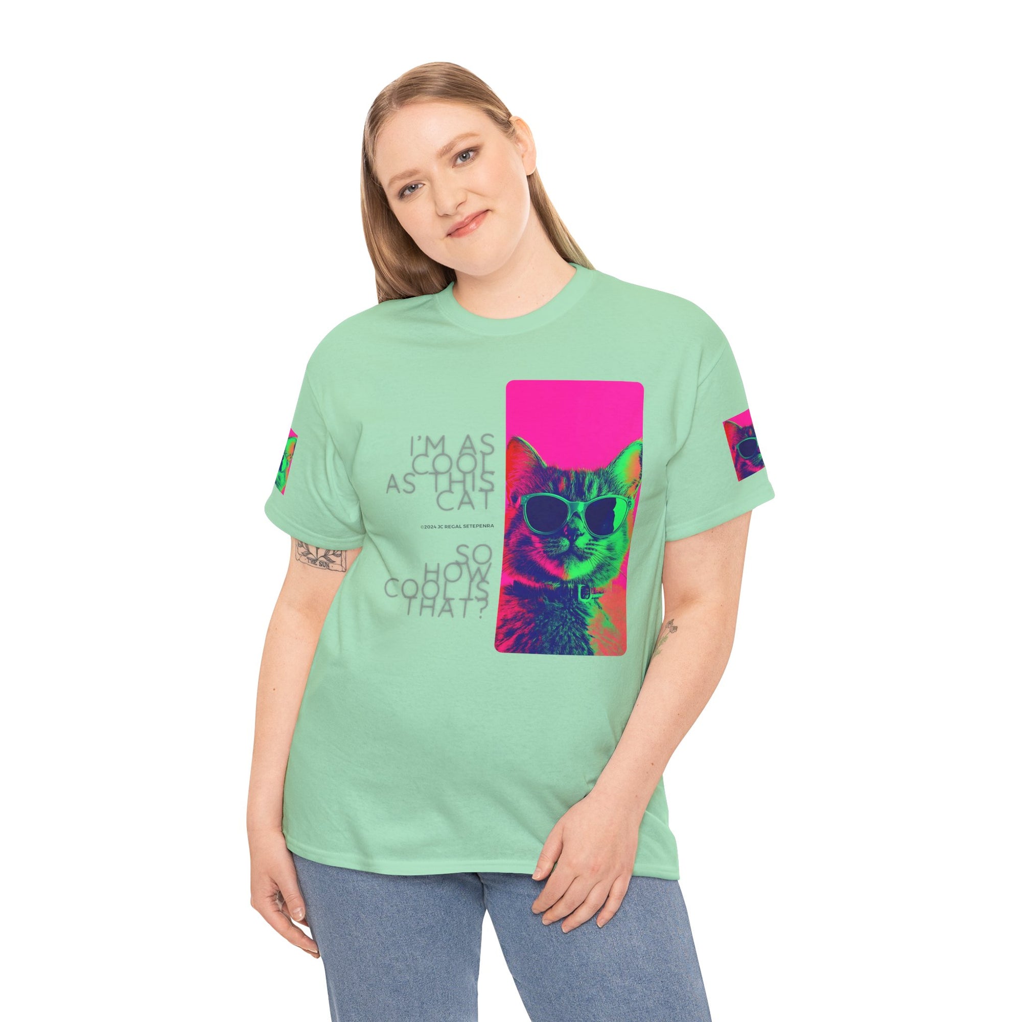 Cool Cat (Whiskers 1) Unisex Heavy Cotton Tee SETEPENRA T-Shirt.