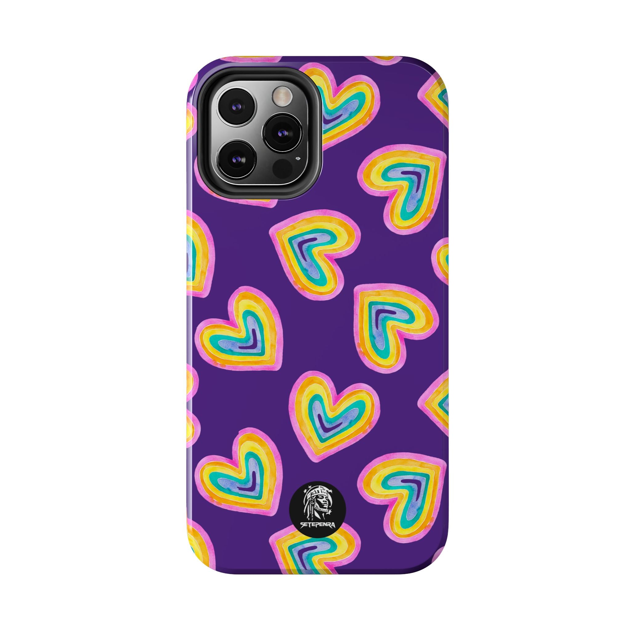 Rainbow Heart Tough Phone Case (For iPhone, Galaxy & More) - Purple