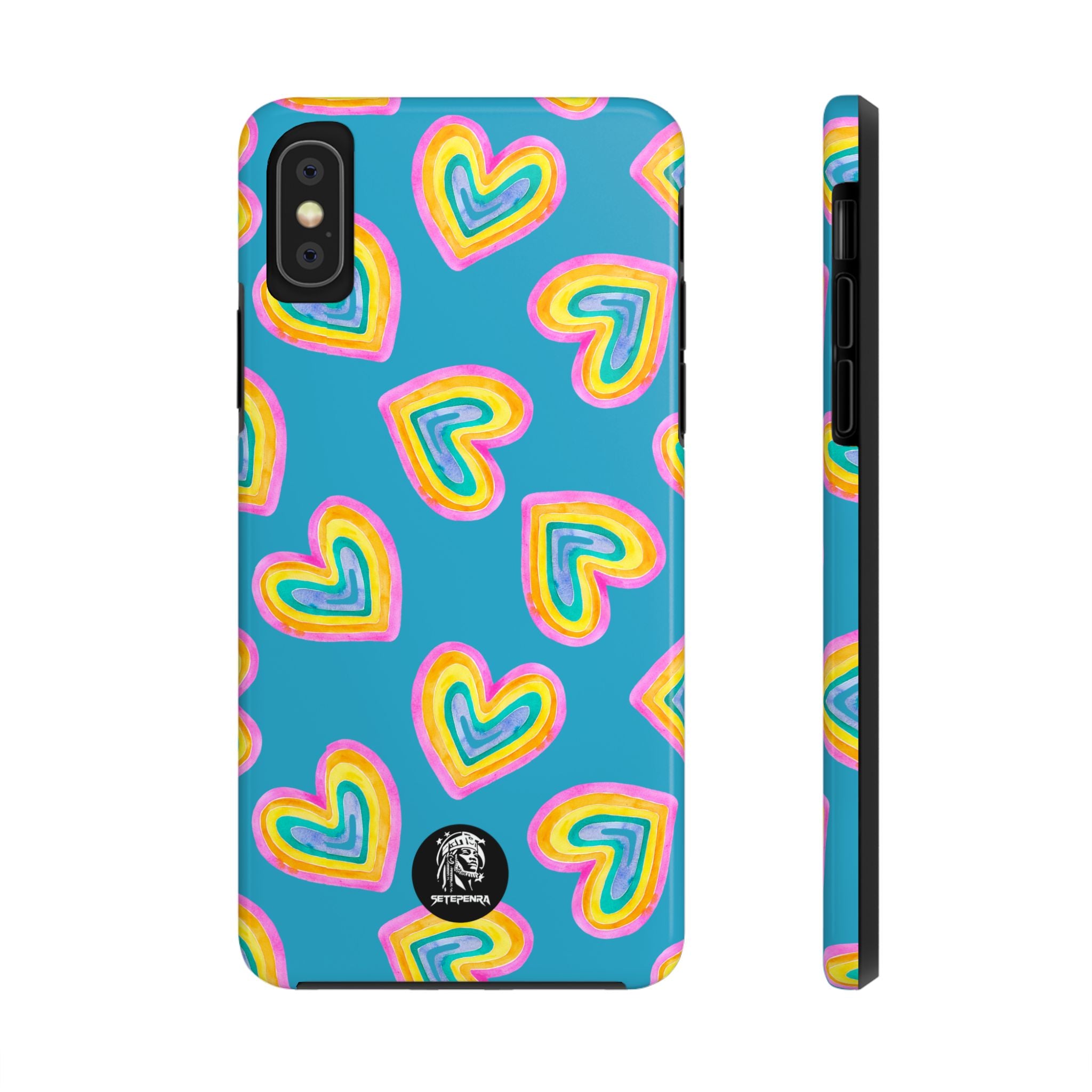 Rainbow Heart Tough Phone Case (For iPhone, Galaxy & More) - Turquoise SETEPENRA Phone Case.