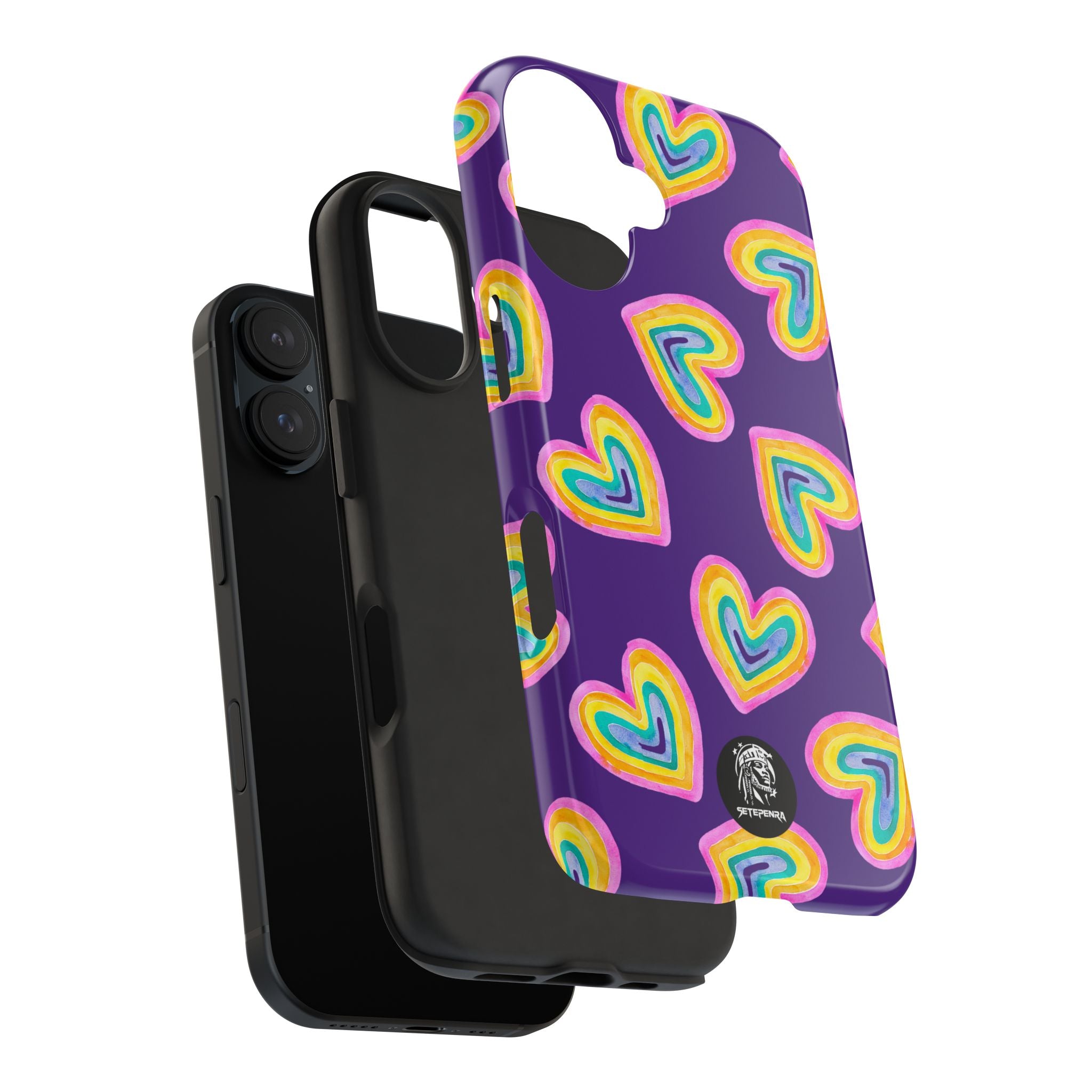 Rainbow Heart Tough Phone Case (For iPhone, Galaxy & More) - Purple