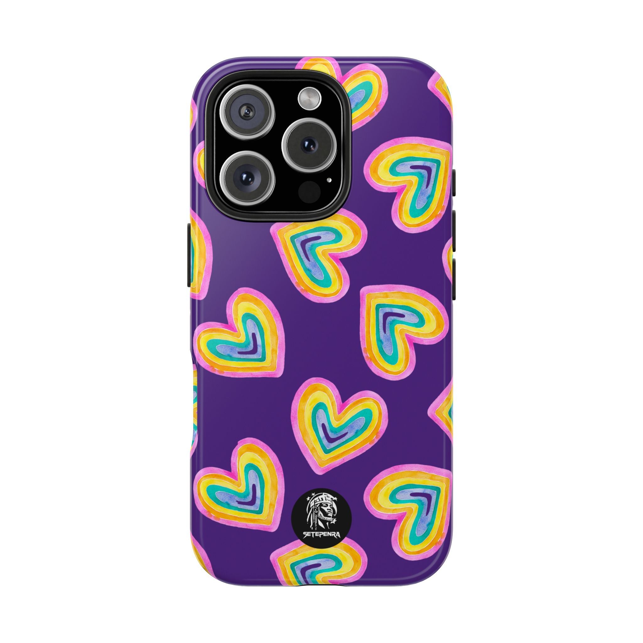 Rainbow Heart Tough Phone Case (For iPhone, Galaxy & More) - Purple