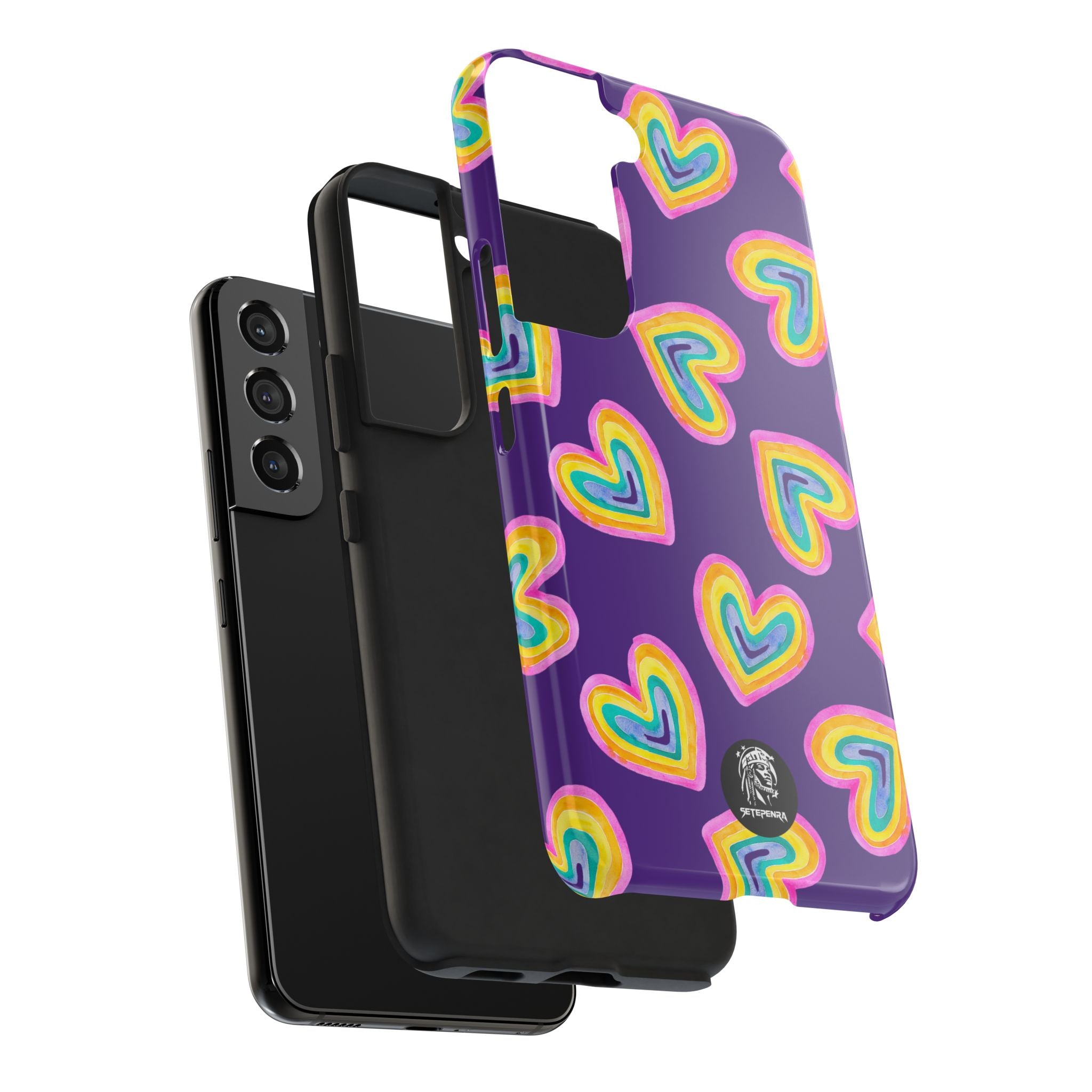Rainbow Heart Tough Phone Case (For iPhone, Galaxy & More) - Purple