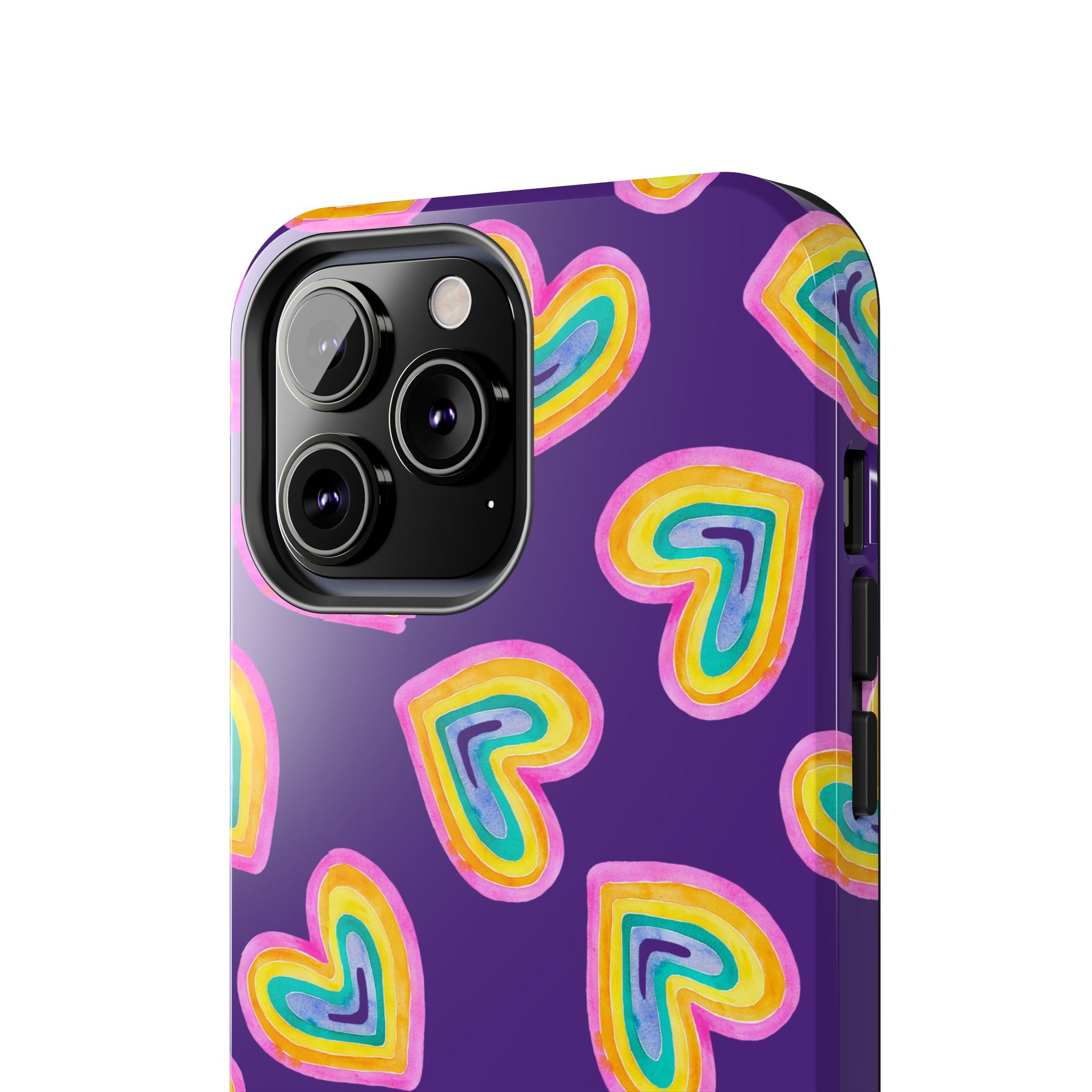 Rainbow Heart Tough Phone Case (For iPhone, Galaxy & More) - Purple