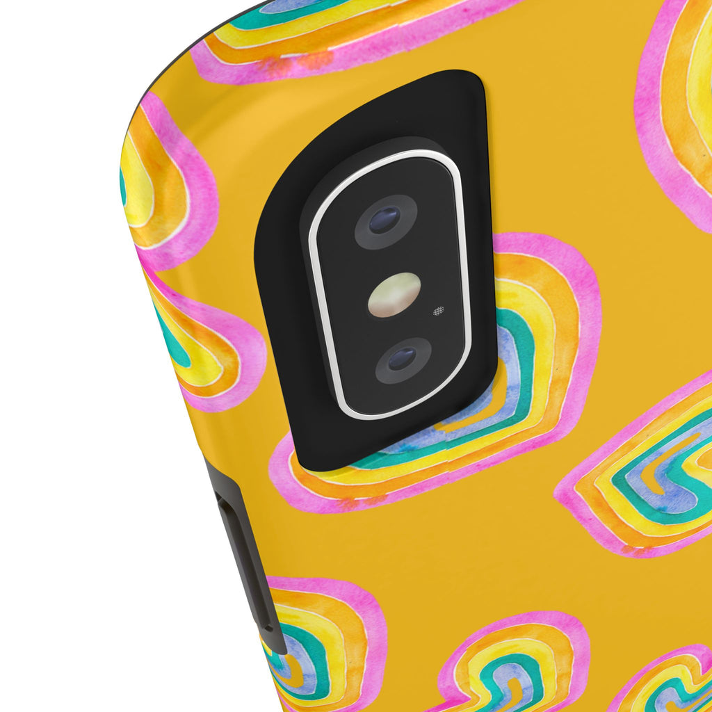 Rainbow Heart Tough Phone Case (For iPhone, Galaxy & More) - Yellow