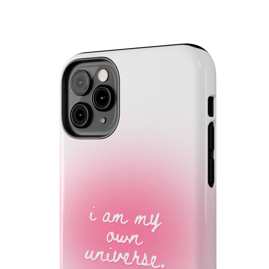 I Am My Own Universe — Pink On White Protective Cover Tough Phone Case